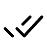 Two check marks symbol in black on white background.