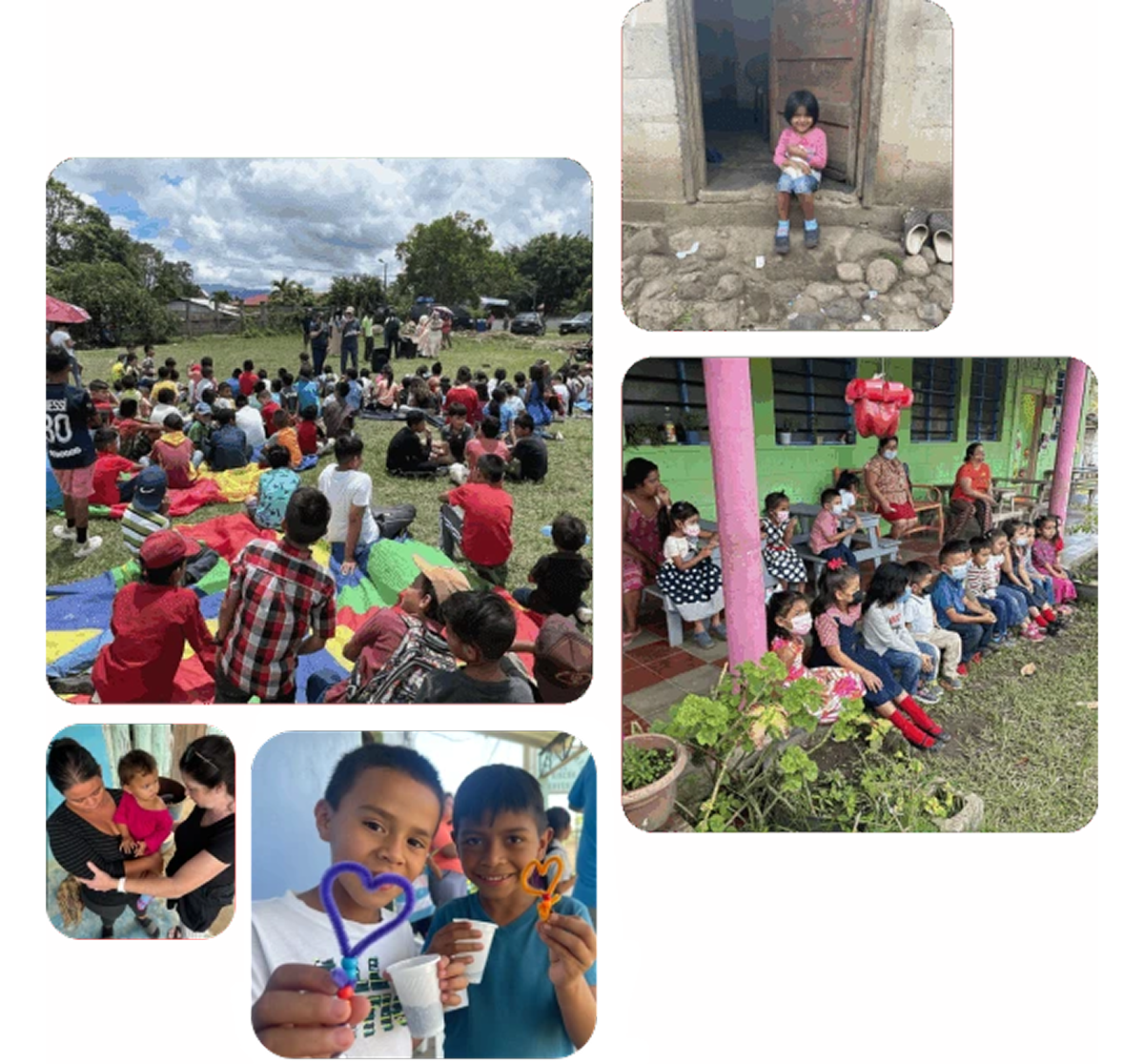 Collage of children at outdoor community event