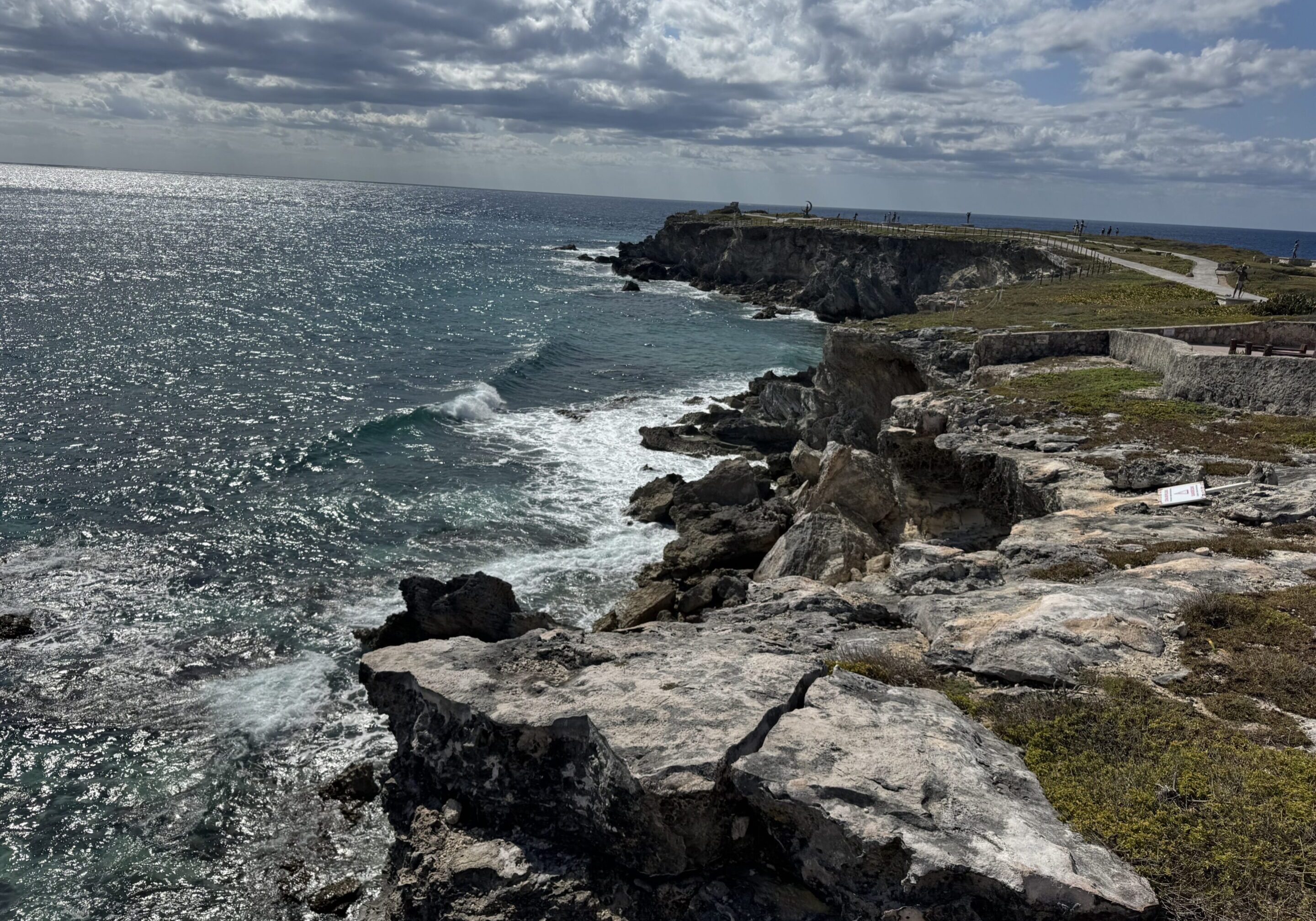 Rocky coastal cliffs with choppy sea